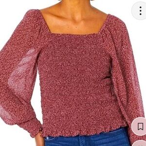 Madewell Lucie Bubble-Sleeve Smocked Top